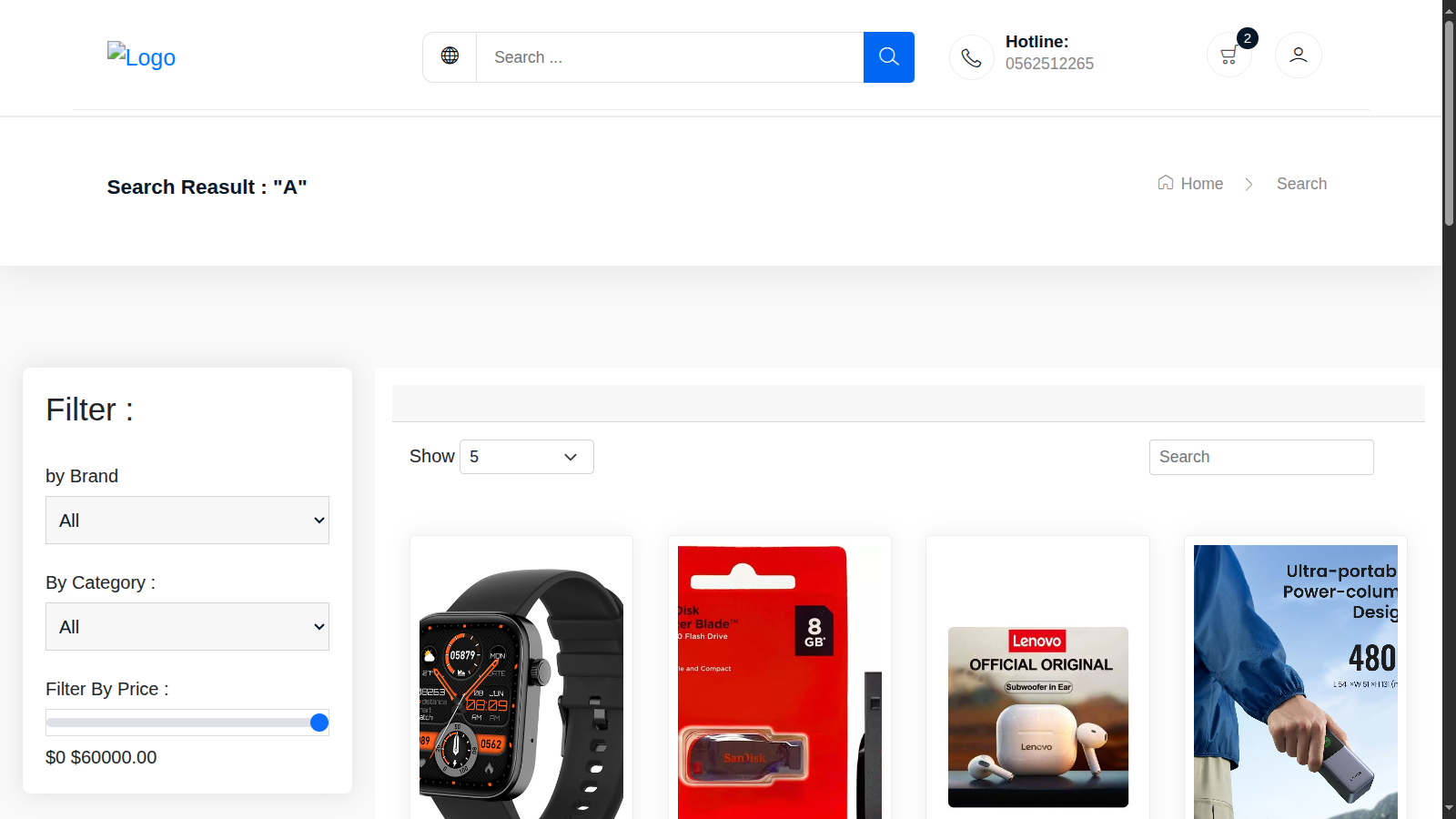 Ecommerce Store - Product Listing