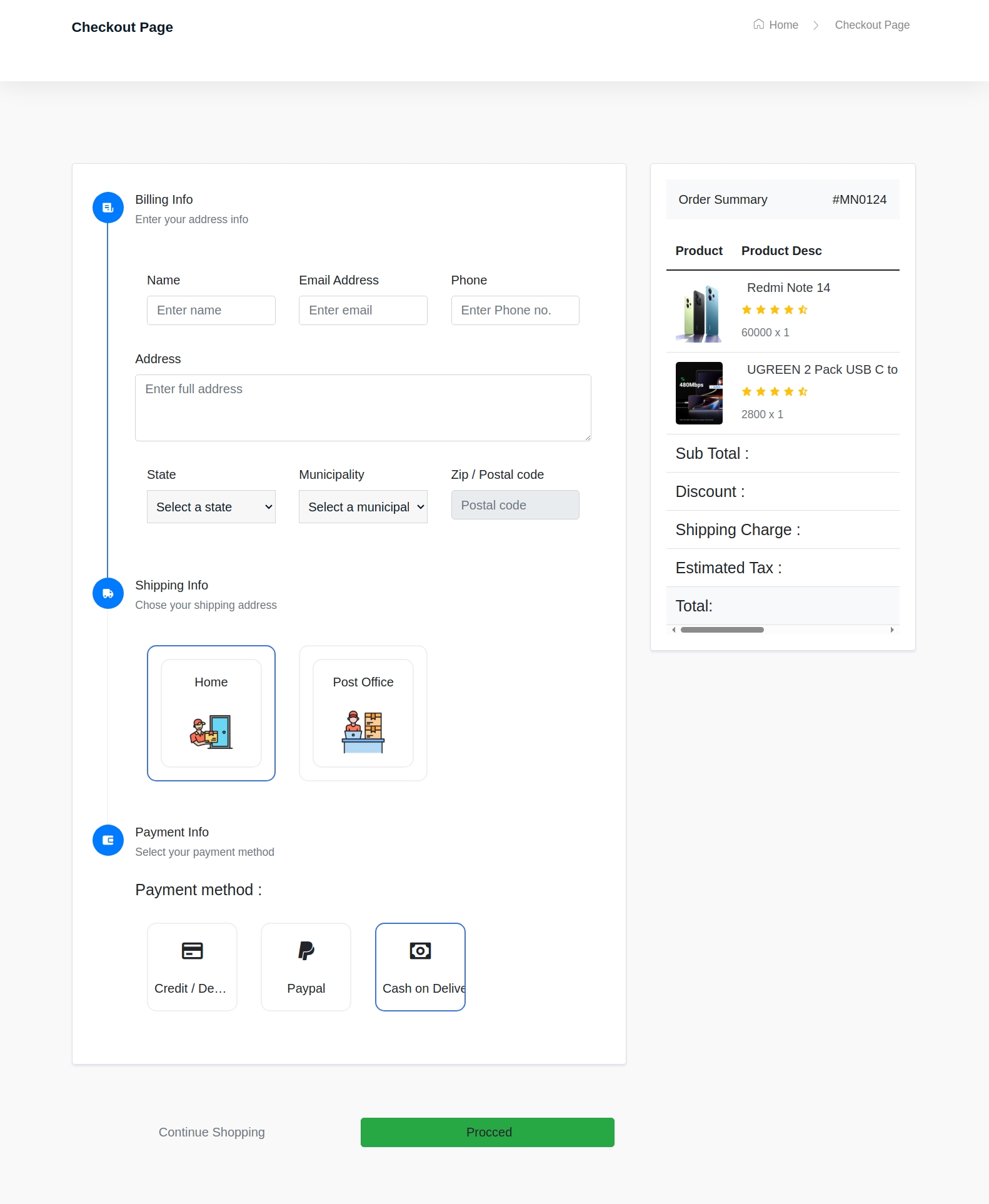 Ecommerce Store - Admin Dashboard