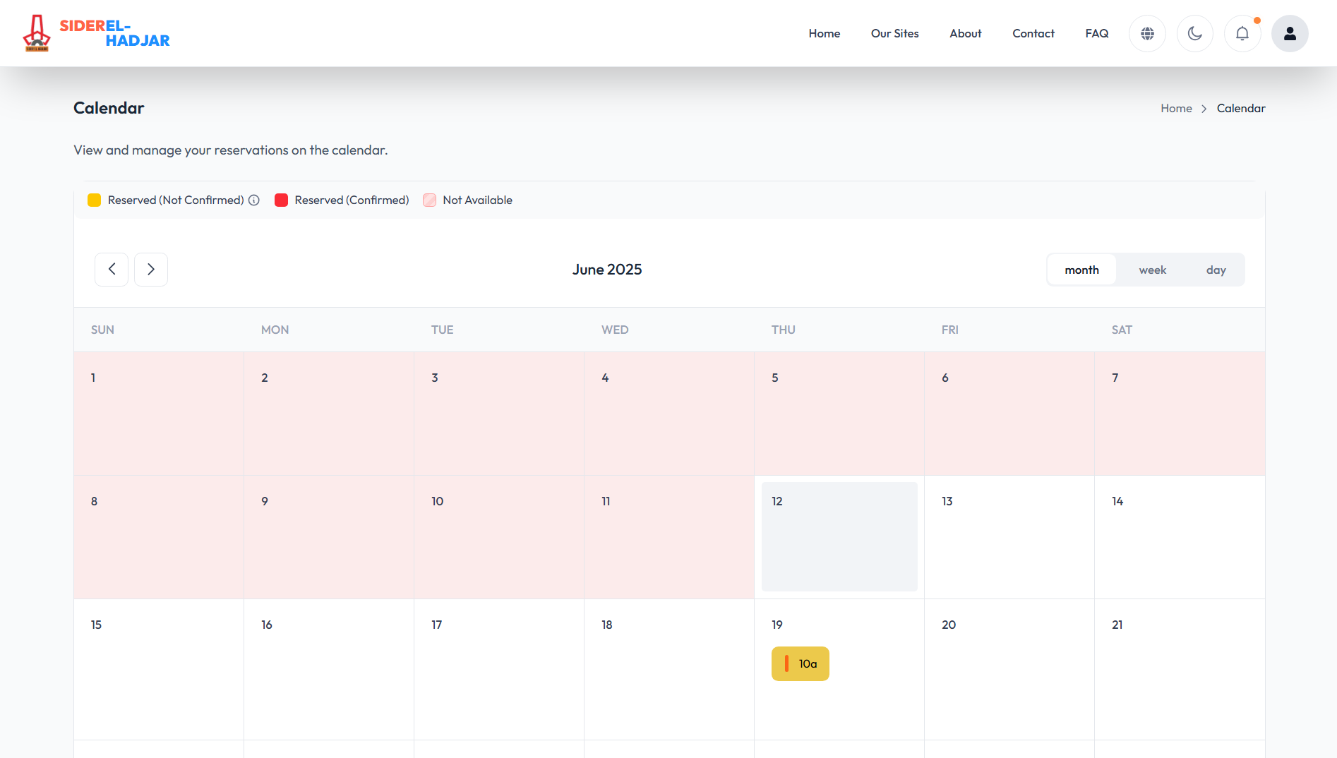 Sites Reservation System - Reservation Workflow